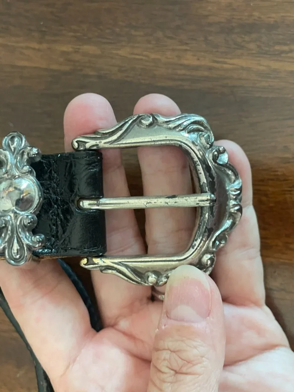 Brighton Women's Black Silver Leather Embellished Belt Large Western